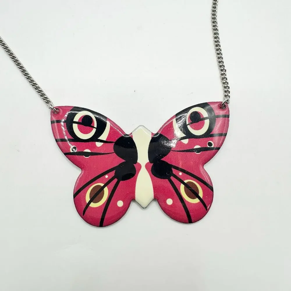 Butterfly Oversized Pink Necklace Boho Bohemian Casual Jewelry